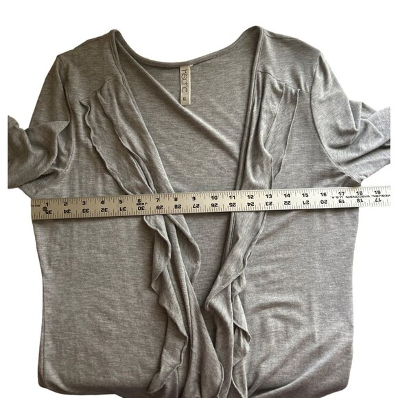Kische Womens Ruffled Front Gray Cardigan Size XL Rayon/Spandex Blend - Picture 6 of 7